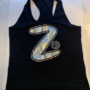 Black and Silver Zumba Racer Back Tank Top Size: XXL Zumba Instructor lettering